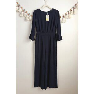 Boden Wide Leg Flare Sleeve Navy One Piece Jumpsuit Minimalist Careerwear NWT 2R